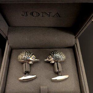 Alex Jona Sterling Silver Enamel Hedgehog Cufflinks